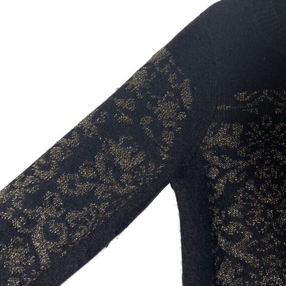Sandro Black Gold Brocade Angora Crewneck Pullover Sweater Womens Size Small - Picture 3 of 6